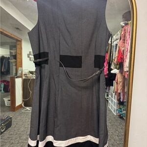 Calvin Klein Gray and Black Midi Dress